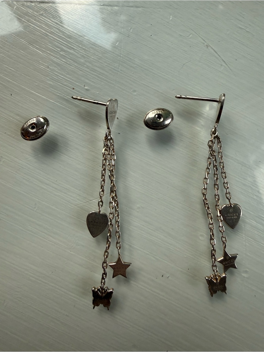 Gucci Silver Charm Chain Drop Earrings - Picture 9 of 10